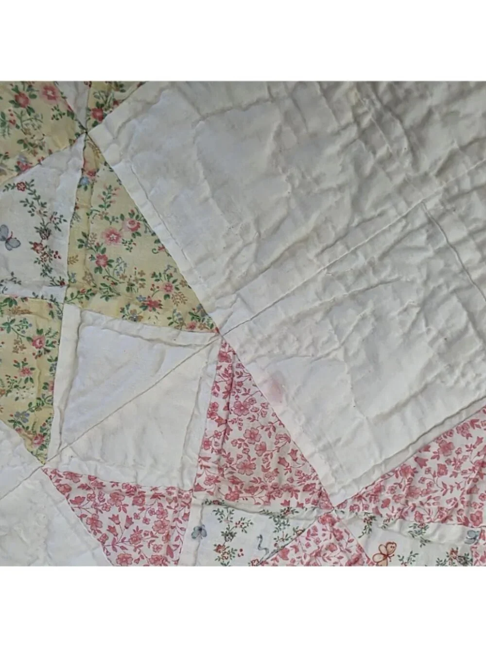 Vintage Pastel Patchwork Sawtooth Star Quilt 80x64